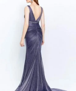 Montage By Mon Cheri - 120922 Ruched Plunging V-Neck Trumpet Dress