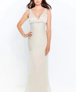 Montage By Mon Cheri - 120922 Ruched Plunging V-Neck Trumpet Dress