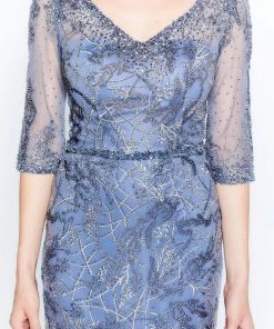 Montage By Mon Cheri - 120924W Elbow Length Beaded Column Dress 9 Montage By Mon Cheri - 120924W Elbow Length Beaded Column Dress