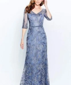 Montage By Mon Cheri - 120924W Elbow Length Beaded Column Dress