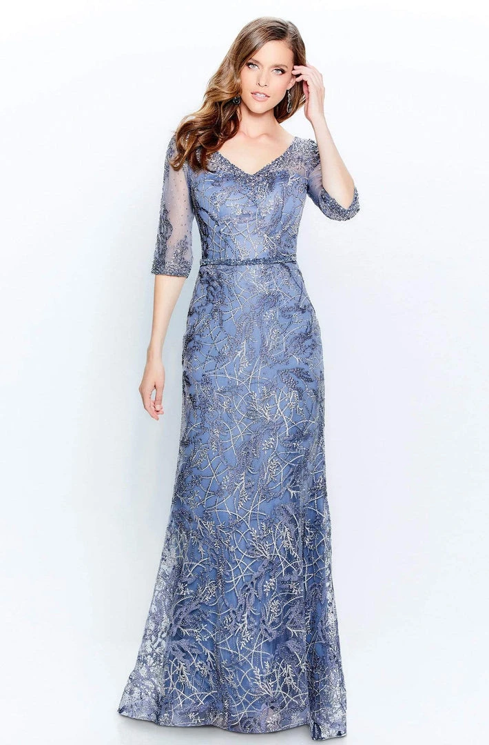 Montage By Mon Cheri - 120924W Elbow Length Beaded Column Dress 3 Montage By Mon Cheri - 120924W Elbow Length Beaded Column Dress