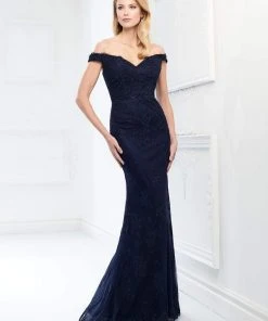 Montage By Mon Cheri - 218917 Allover Lace Off-Shoulder Trumpet Dress