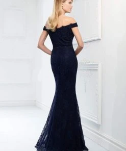 Montage By Mon Cheri - 218917 Allover Lace Off-Shoulder Trumpet Dress