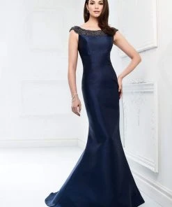 Montage By Mon Cheri - 218920 Beaded Bateau Mikado Trumpet Dress