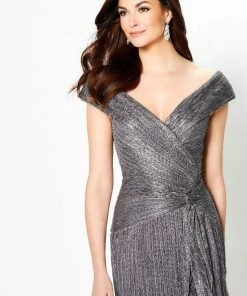 Montage By Mon Cheri - 219975 Portrait V-Neck Cascading Ruffled Gown