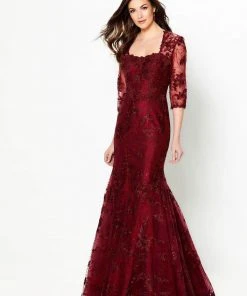 Montage By Mon Cheri - 219979 Embroidered Lace Illusion Trumpet Dress