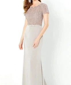 Montage By Mon Cheri - 220938 Short Sleeve Beaded Gown