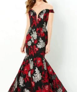 Montage By Mon Cheri - 220952 Floral Deep Off-Shoulder Gown