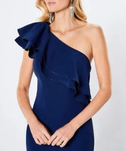 Montage By Mon Cheri - 221975 Embellished Ruffled Asymmetric Long Gown