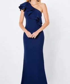 Montage By Mon Cheri - 221975 Embellished Ruffled Asymmetric Long Gown