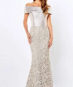 Montage By Mon Cheri - 221977 Off Shoulder Embroidered Evening Dress