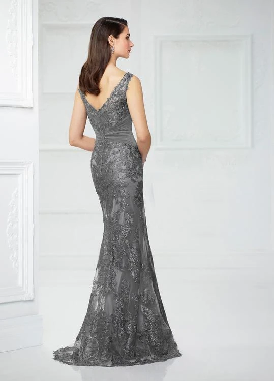 Montage By Mon Cheri - Embroidered Ruched Sheath Gown 217942 - 1 Pc Smoke In Size 8 Available 4 Montage By Mon Cheri - Embroidered Ruched Sheath Gown 217942 - 1 Pc Smoke In Size 8 Available