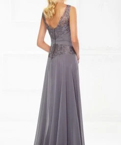 Montage By Mon Cheri - Lace Chiffon A-line Dress 118976W - 1 Pc Bronze In Size 16W Available 6 Montage By Mon Cheri - Lace Chiffon A-line Dress 118976W - 1 Pc Bronze In Size 16W Available