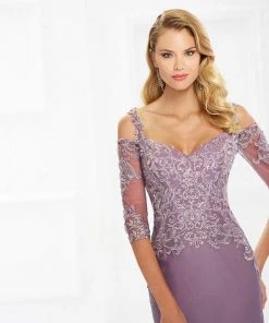 Montage By Mon Cheri - Metallic Lace Bodice Chiffon Gown 118974 - 1 Pc Plum In Size 20 Available 7 Montage By Mon Cheri - Metallic Lace Bodice Chiffon Gown 118974 - 1 Pc Plum In Size 20 Available