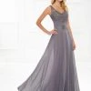Montage By Mon Cheri - V-neck Chiffon A-line Gown 118976 2 Montage By Mon Cheri - V-neck Chiffon A-line Gown 118976