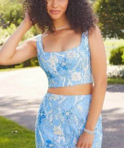 Mori Lee 47043 - Two-piece Sleeveless Square Neck Long Gown