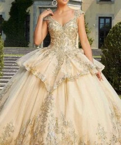 Mori Lee - 60134 Metallic Embroidered Peplum Ballgown