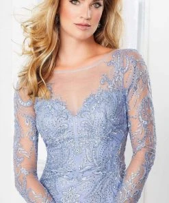 MGNY By Mori Lee Mori Lee - 72301 Illusion Neckline And Sleeve Beaded Sheath Godet Gown