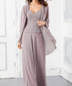 MGNY By Mori Lee Mori Lee - 72303 3 Piece Set Beaded Chiffon Pant Suit