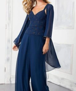 MGNY By Mori Lee Mori Lee - 72303 3 Piece Set Beaded Chiffon Pant Suit