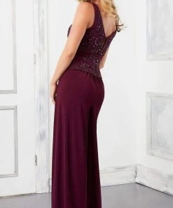 MGNY By Mori Lee Mori Lee - 72304 3 Piece Set Crystal Beaded Top Jersey Pant Suit