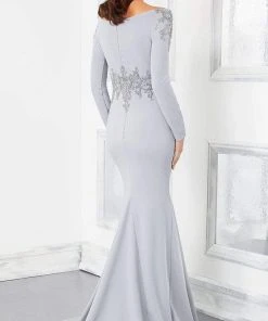 MGNY By Mori Lee Mori Lee - 72308 Off-Shoulder Long Sleeve Jewel Beaded Mermaid Gown