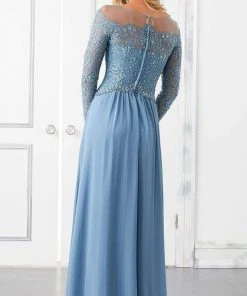 MGNY By Mori Lee Mori Lee - 72310 Crystal Beaded Illusion Lace Bodice Chiffon Gown