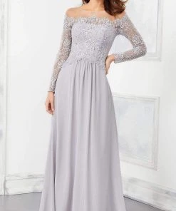 MGNY By Mori Lee Mori Lee - 72310 Crystal Beaded Illusion Lace Bodice Chiffon Gown