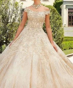 Mori Lee - 89302 Off Shoulder Rhinestone Beaded Glitter Net Ballgown