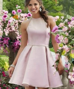 Mori Lee - 9538 Halter Neck Pleated A-line Dress