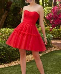 Mori Lee - 9553 Strapless Ruched Sweetheart Tulle A-Line Dress