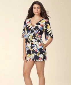 Muse - M2988M Tropical Dolman Romper Short Dresses