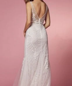 Nox Anabel Bridal A398W - Embroidered Bridal Dress