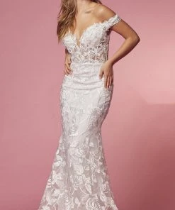 Nox Anabel Bridal C439W - Sheer Corset Bridal Dress