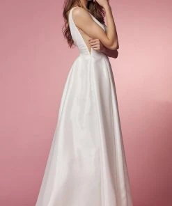 Nox Anabel Bridal E156W - Deep V-Neck Bridal Dress