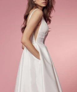 Nox Anabel Bridal E156W - Deep V-Neck Bridal Dress