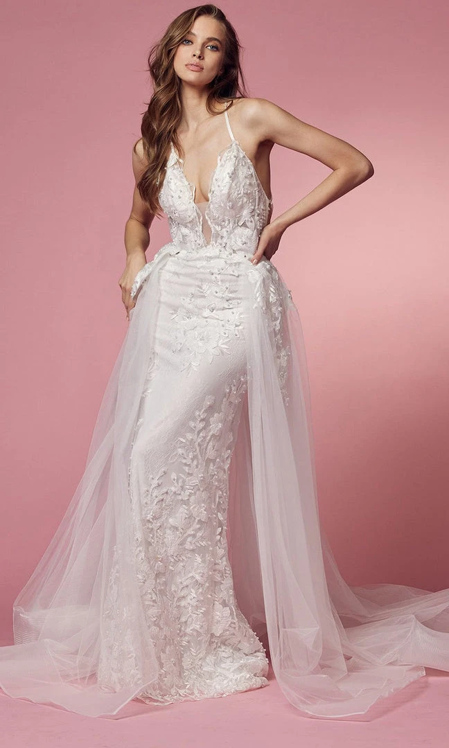 Nox Anabel Bridal F485W - Lace Overskirt Bridal Dress 3 Nox Anabel Bridal F485W - Lace Overskirt Bridal Dress