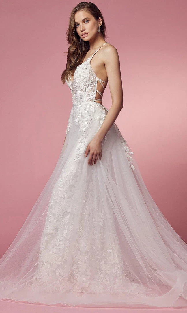 Nox Anabel Bridal F485W - Lace Overskirt Bridal Dress 4 Nox Anabel Bridal F485W - Lace Overskirt Bridal Dress