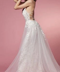 Nox Anabel Bridal F485W - Lace Overskirt Bridal Dress 13 Nox Anabel Bridal F485W - Lace Overskirt Bridal Dress