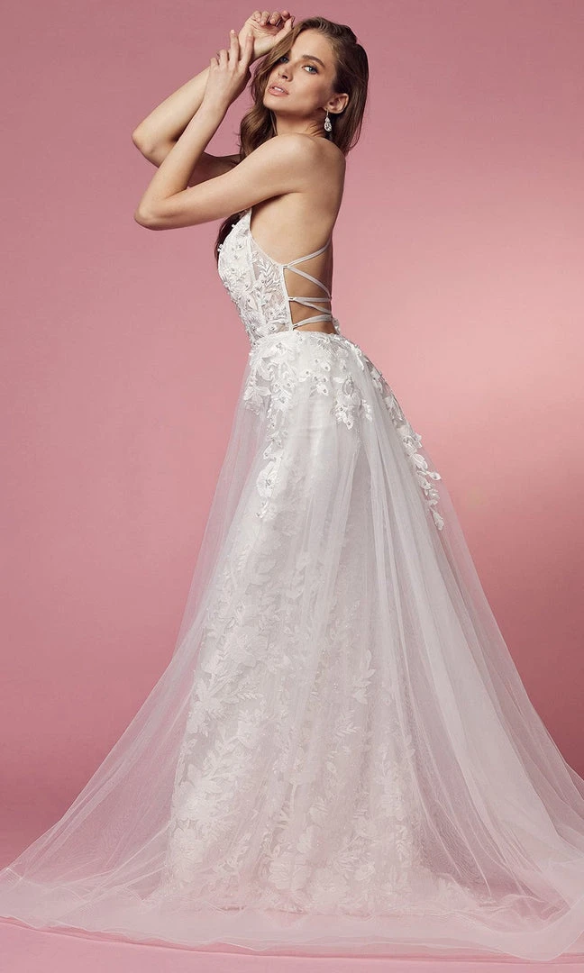 Nox Anabel Bridal F485W - Lace Overskirt Bridal Dress 7 Nox Anabel Bridal F485W - Lace Overskirt Bridal Dress