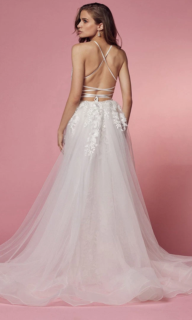 Nox Anabel Bridal F485W - Lace Overskirt Bridal Dress 5 Nox Anabel Bridal F485W - Lace Overskirt Bridal Dress