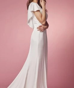 Nox Anabel Bridal JE912 - Flutter Sleeve Bridal Gown 14 Nox Anabel Bridal JE912 - Flutter Sleeve Bridal Gown