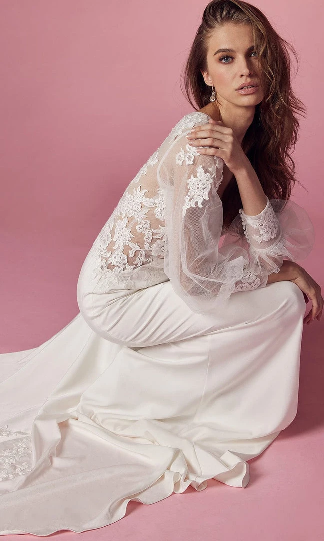 Nox Anabel Bridal JE919 - Bishop Sleeve Bridal Gown 6 Nox Anabel Bridal JE919 - Bishop Sleeve Bridal Gown