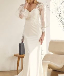 Nox Anabel Bridal JE919 - Bishop Sleeve Bridal Gown 10 Nox Anabel Bridal JE919 - Bishop Sleeve Bridal Gown