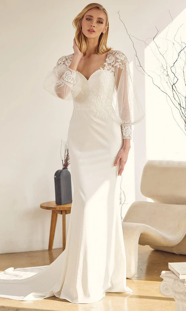 Nox Anabel Bridal JE919 - Bishop Sleeve Bridal Gown 4 Nox Anabel Bridal JE919 - Bishop Sleeve Bridal Gown