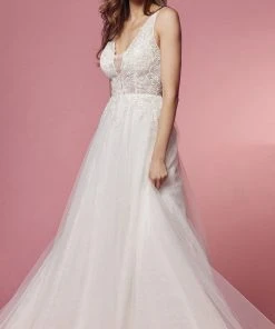 Nox Anabel Bridal JE920 - V-Neck Lace Bridal Gown