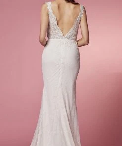Nox Anabel Bridal JS923 - V-Neck Lace Bridal Gown