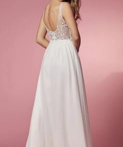 Nox Anabel Bridal Y299W - Embellished Long Bridal Gown