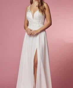 Nox Anabel Bridal Y299W - Embellished Long Bridal Gown