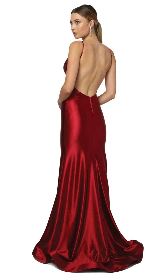 Nox Anabel - C227 Plunging V-neck Trumpet Dress With Open Back 5 Nox Anabel - C227 Plunging V-neck Trumpet Dress With Open Back